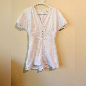 ZARA White Eyelet Lace Romper - Size M | Feminine Summer Boho Style